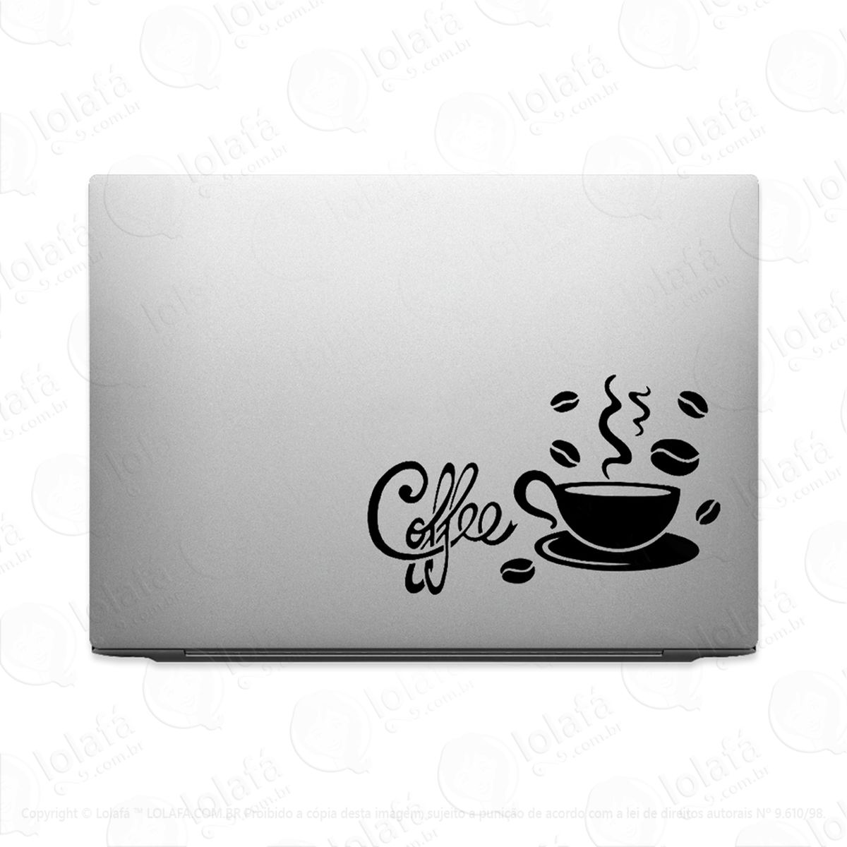 adesivo para notebook café xícara bebida e grãos mod:3196