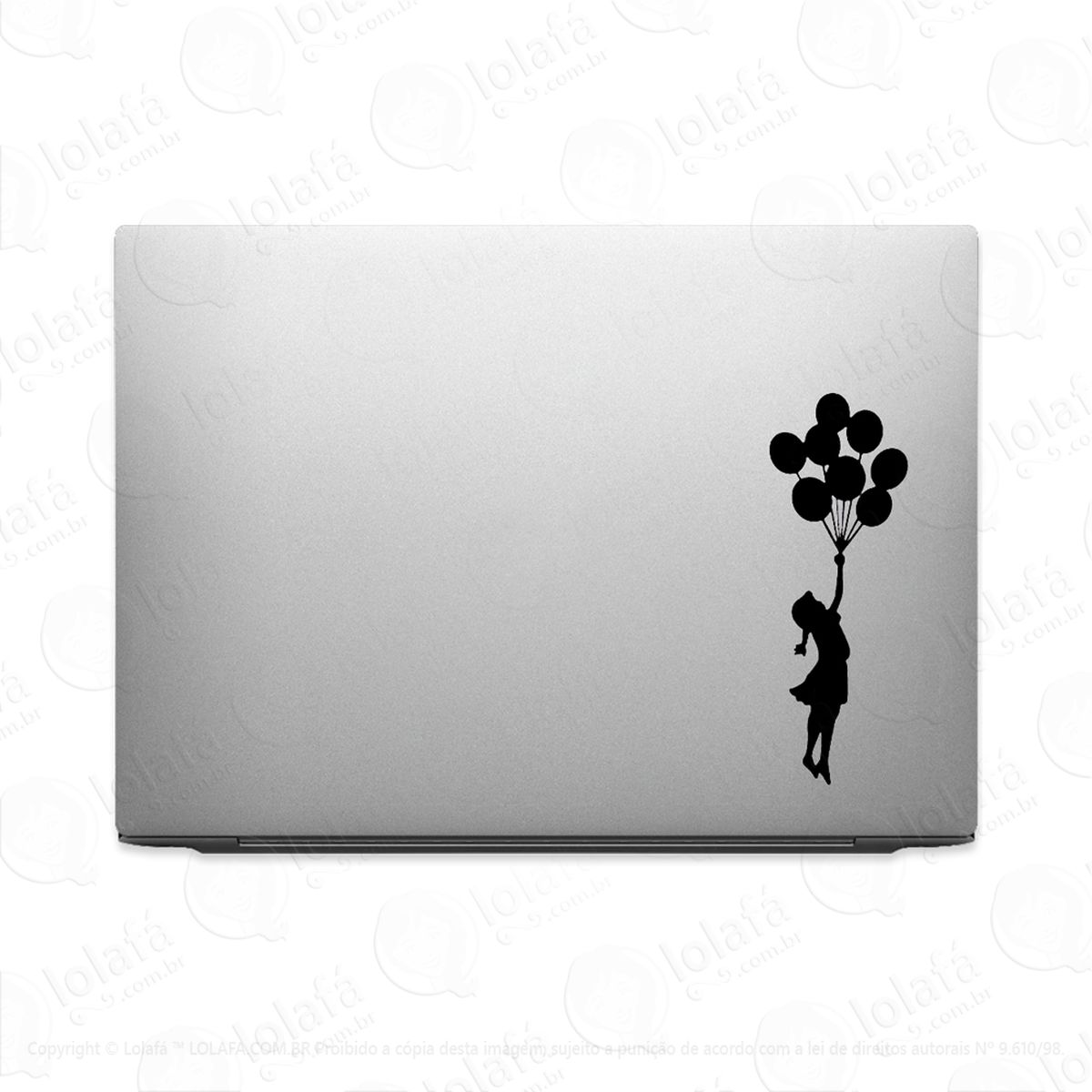 adesivo para notebook menina flutuando com balões mod:3244