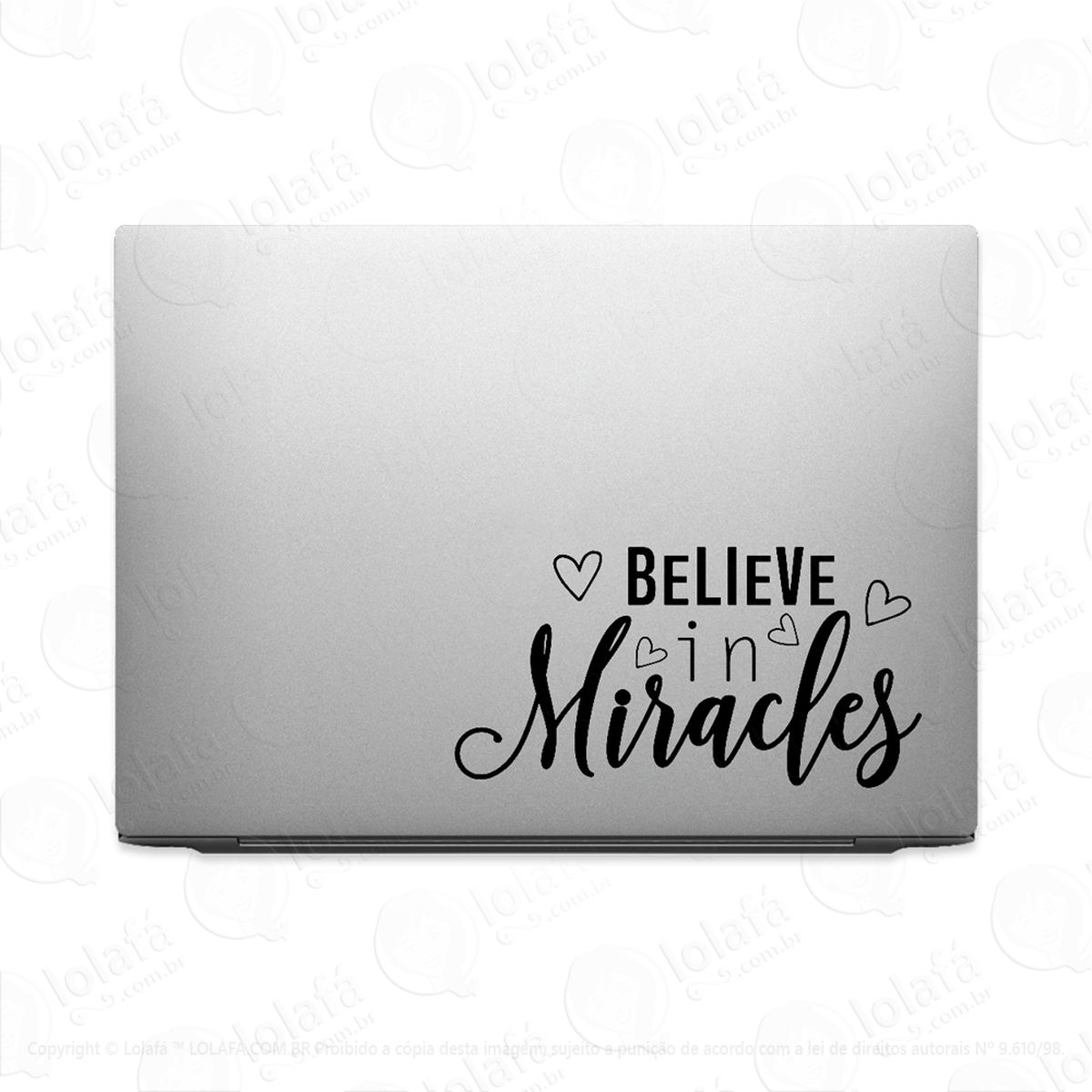 adesivo para notebook frase acredite em milagres mod:3266