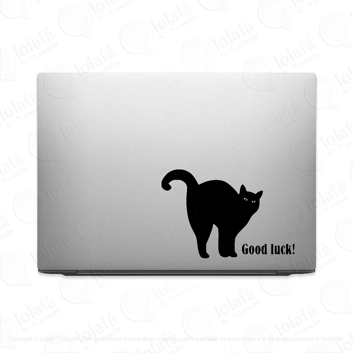 adesivo para notebook gato preto da sorte mod:3315