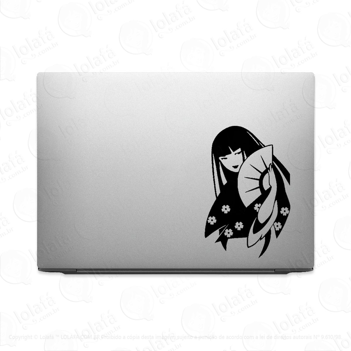 adesivo para notebook mulher japonesa leque kimono mod:3471