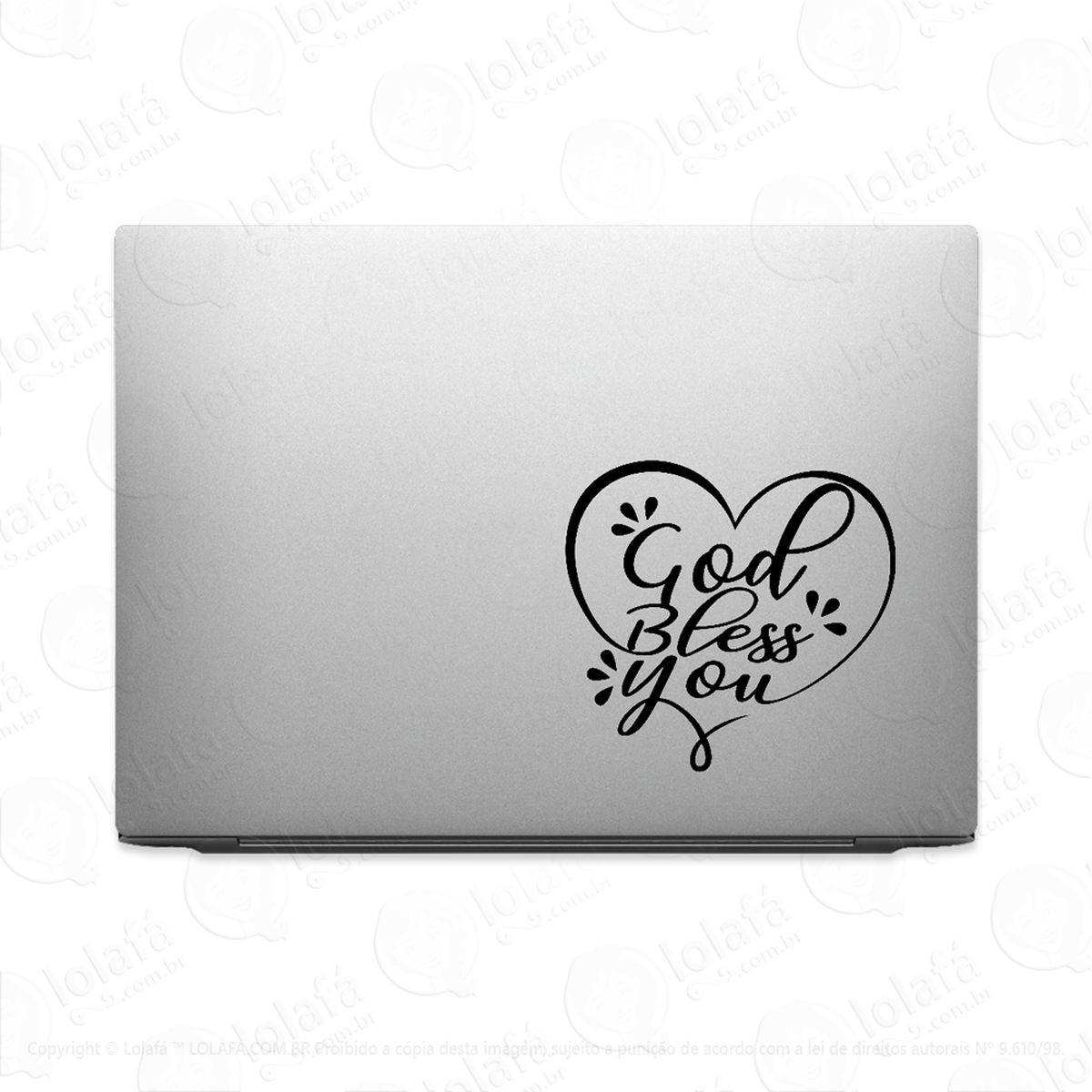 adesivo para notebook frase god bless you mod:3818