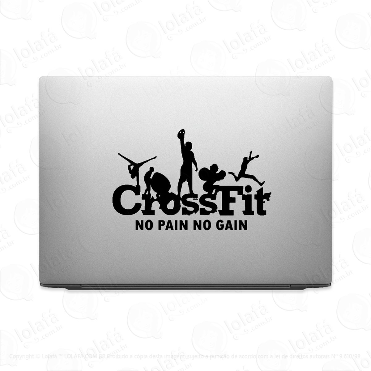 adesivo de notebook crossfit no pain no gain mod:3858