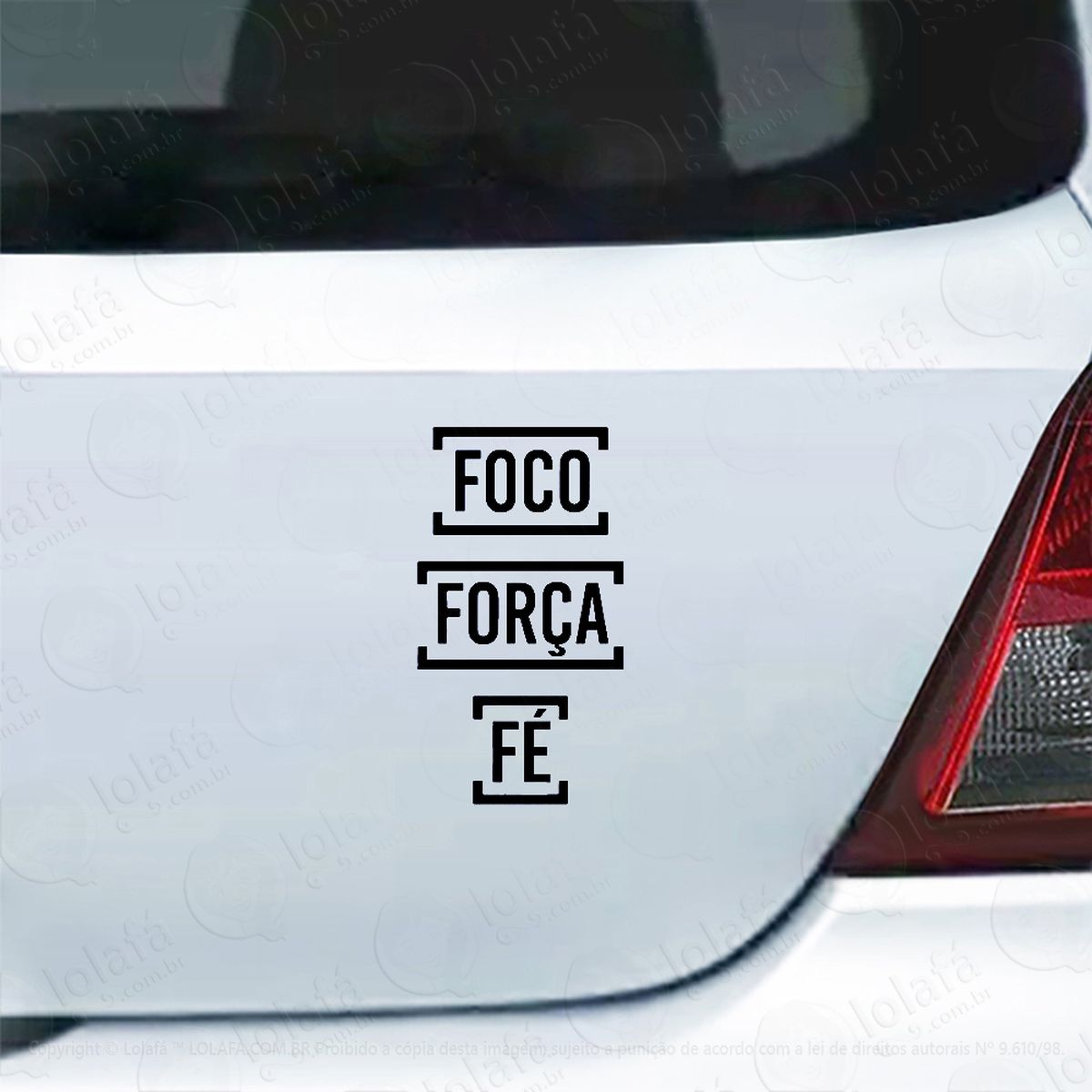 adesivo de carro foco força e fé frase mod:3946