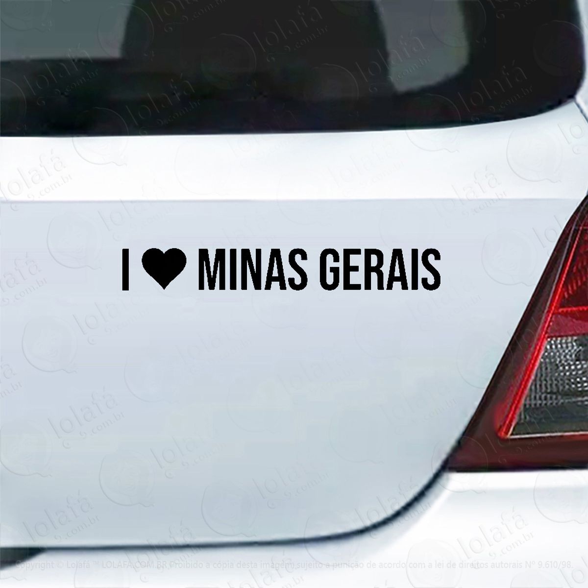 adesivo de carro eu amo minas gerais - i love mg mod:3954