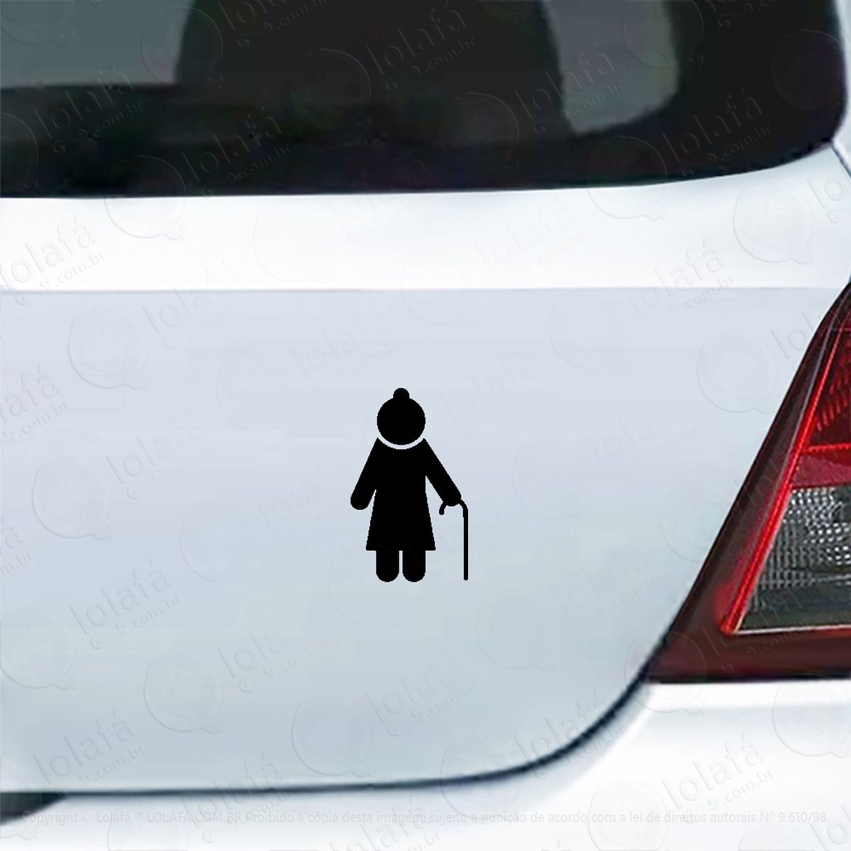 adesivo para carro senhora idosa com bengala mod:4062