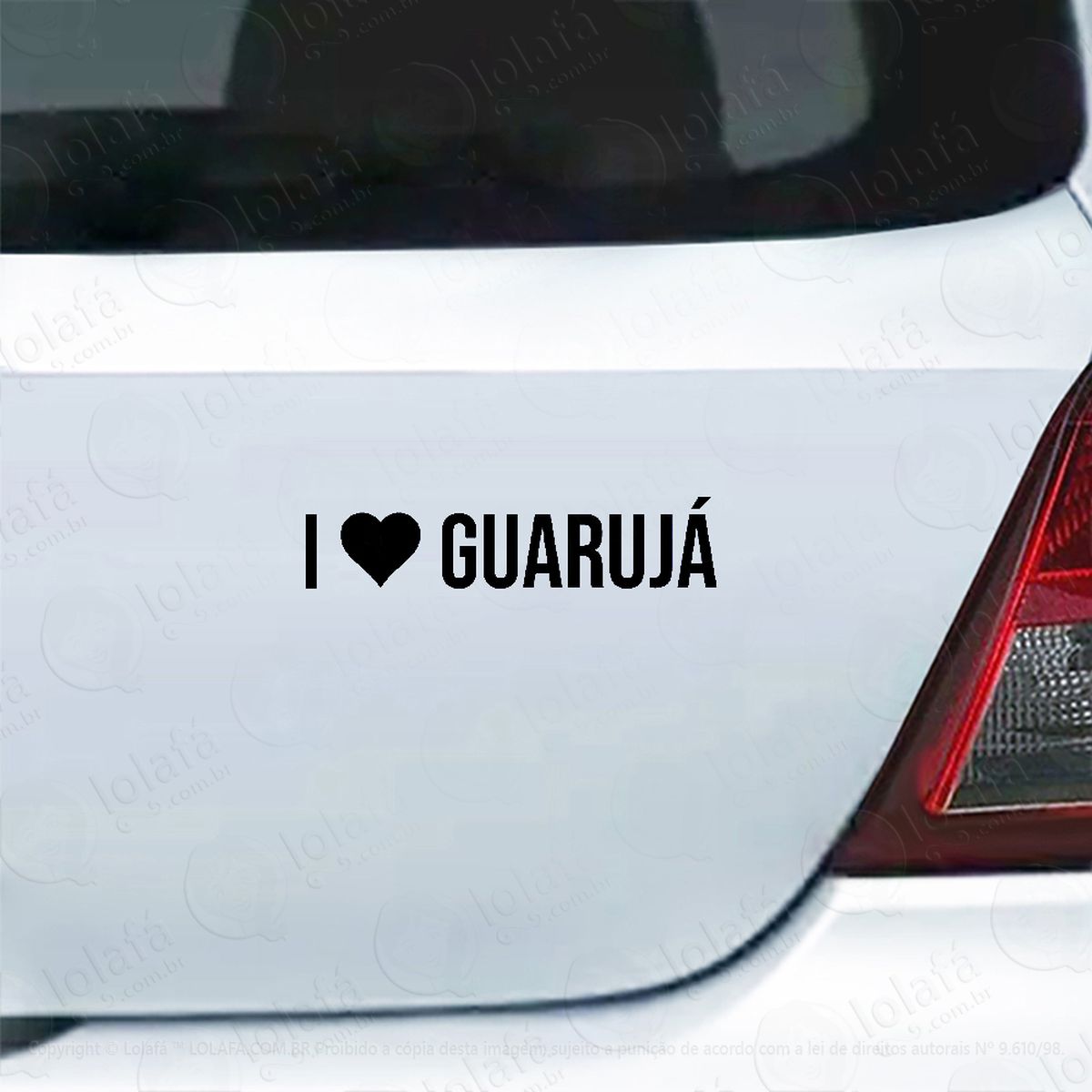 adesivo para carro eu amo guarujá - i love guarujá mod:4068