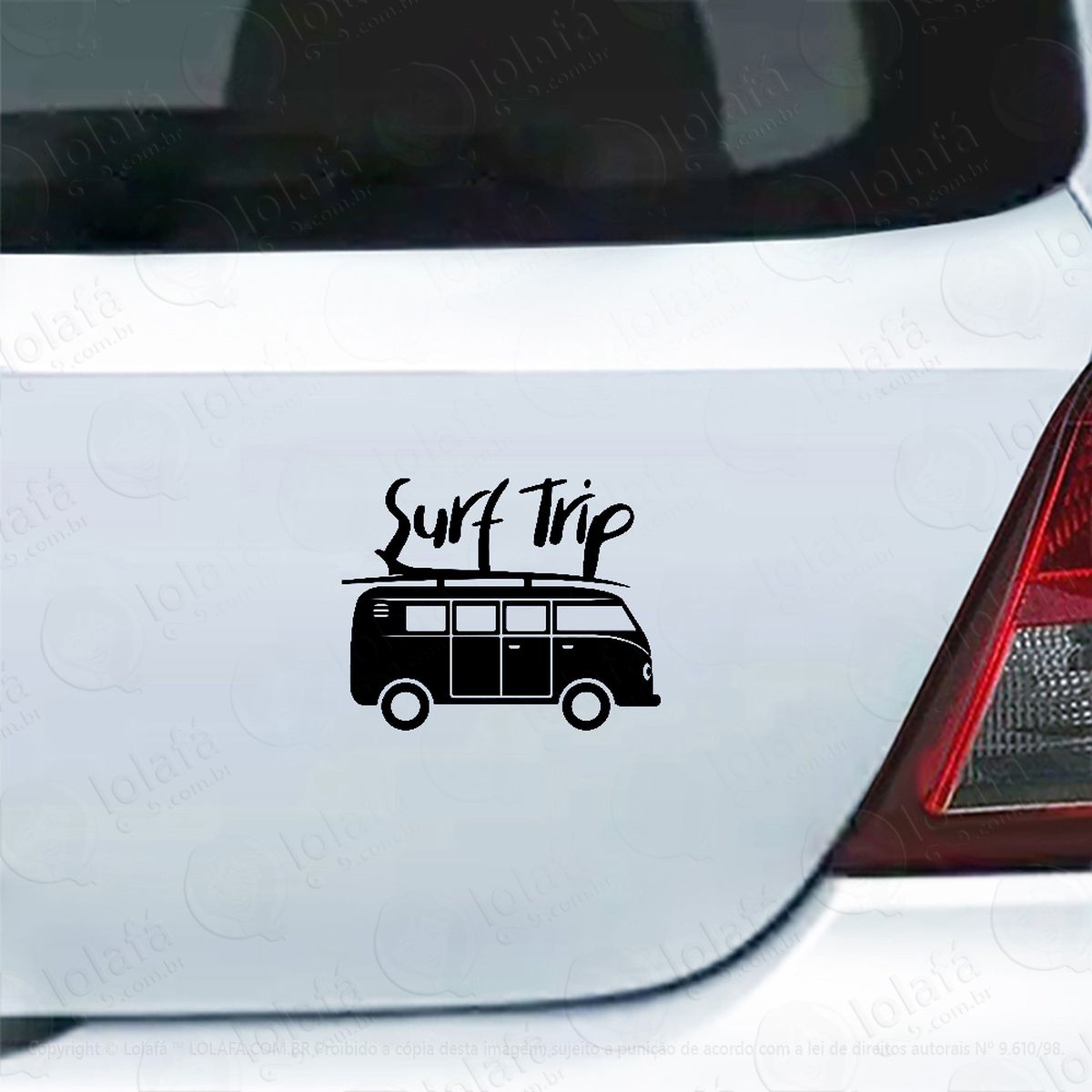 adesivo para carro surf trip viagem kombi praia mod:4206