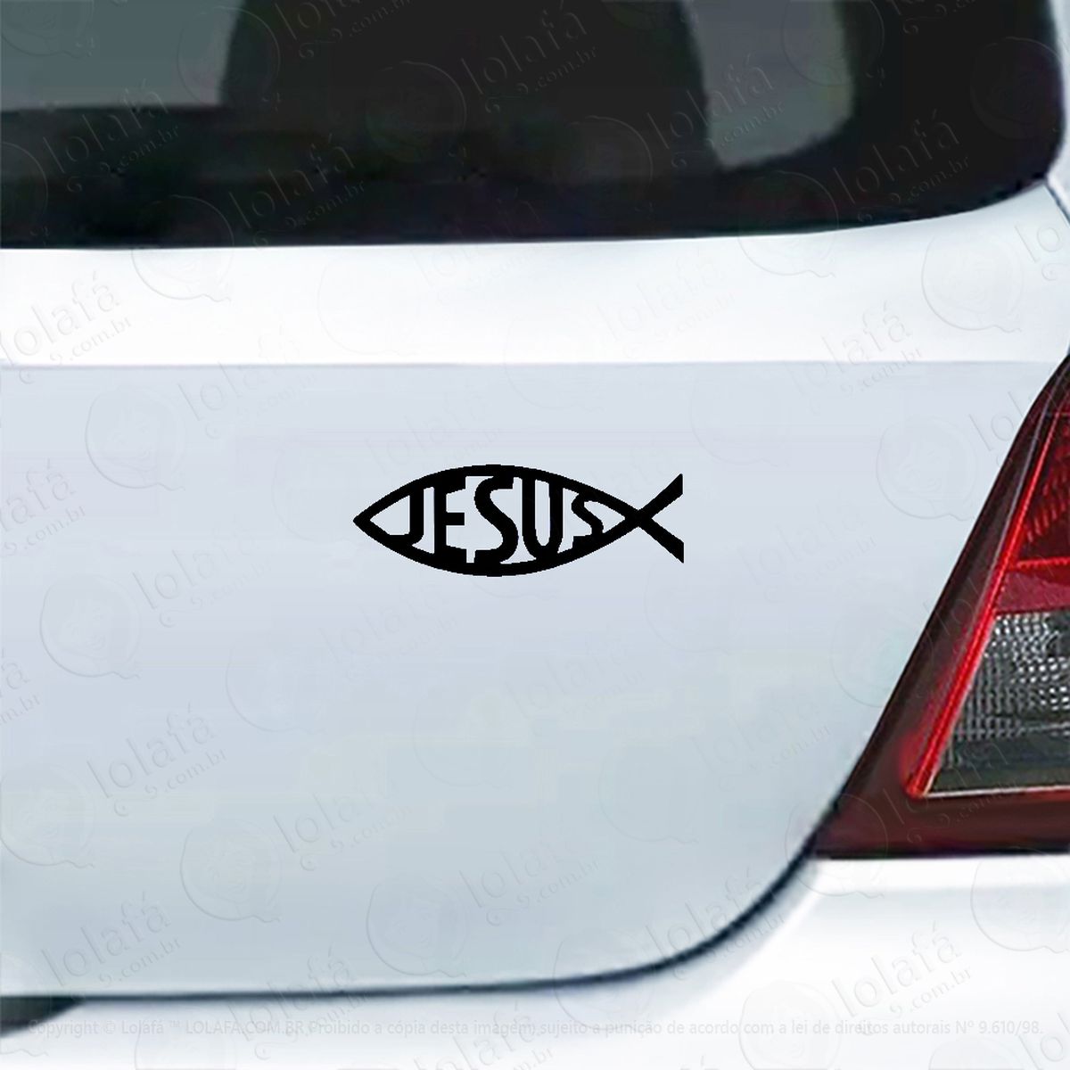 adesivo para carro peixe jesus cristão mod:4232