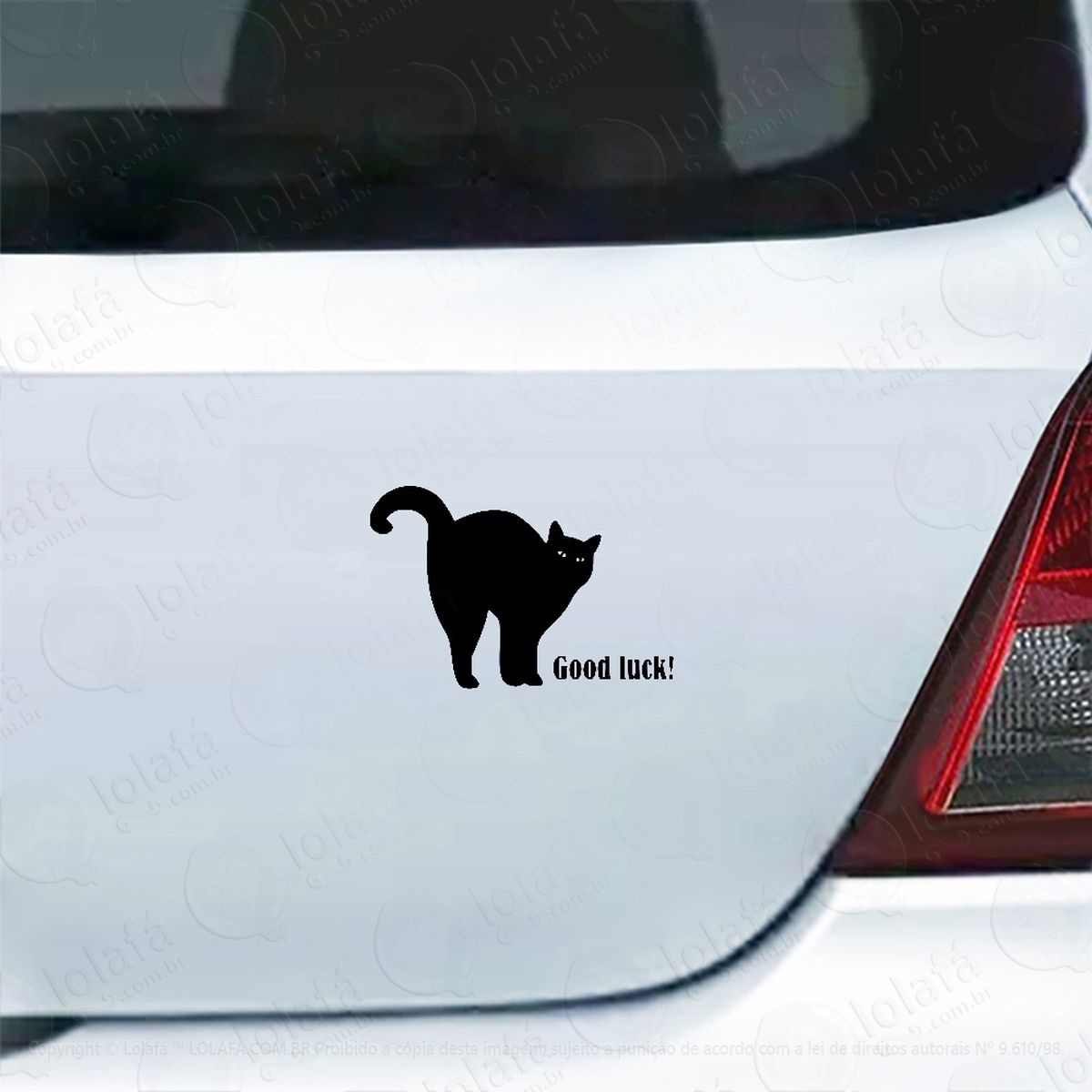 adesivo para carro gato preto da sorte mod:4278