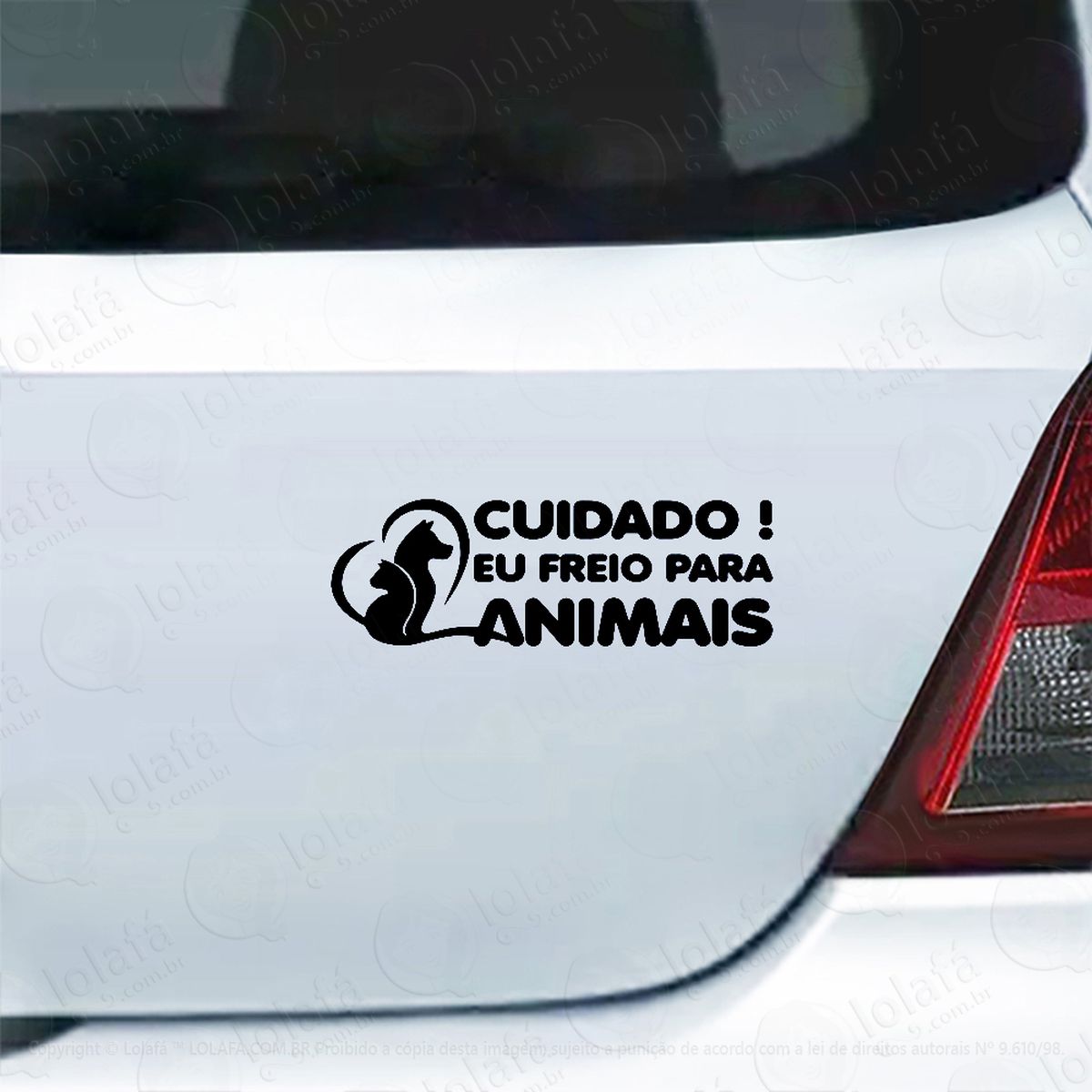 adesivo carro moto vidro cuidado! eu freio para os animais! mod:4280