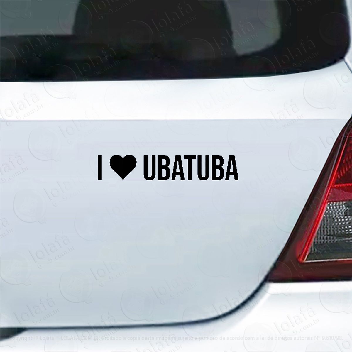 adesivo para carro eu amo ubatuba - i love ubatuba mod:4288