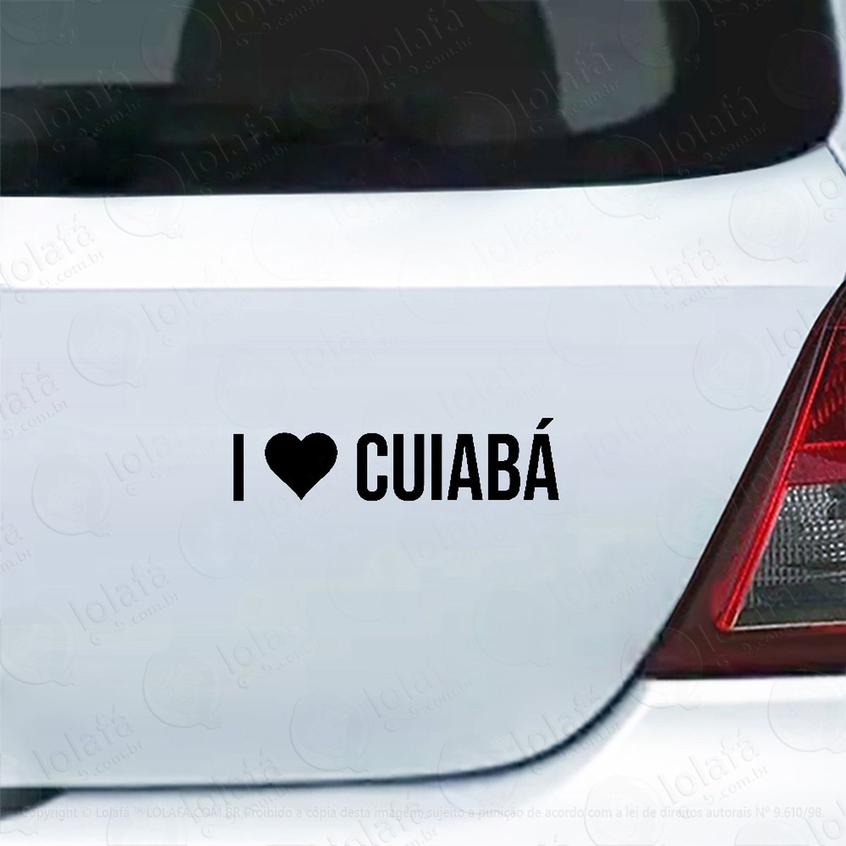 adesivo para carro eu amo cuiabá - i love cuiabá mod:4324