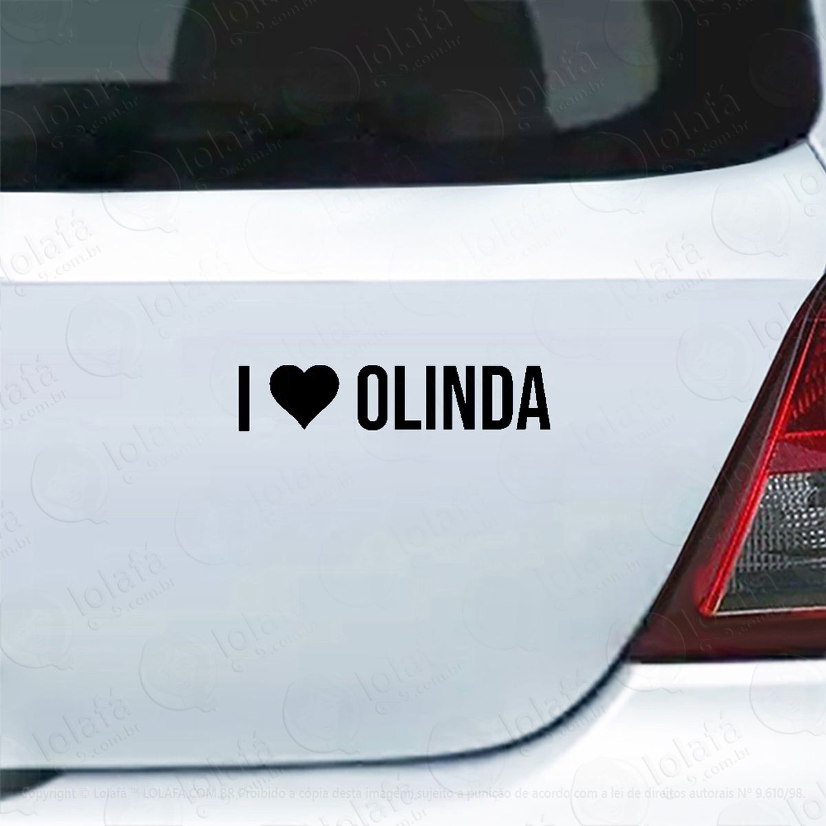 adesivo para carro eu amo olinda - i love olinda mod:4353