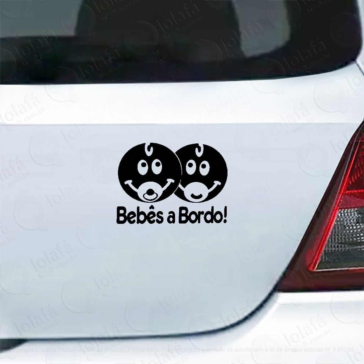 adesivo de carro bebês gêmeos a bordo infantil mod:4378