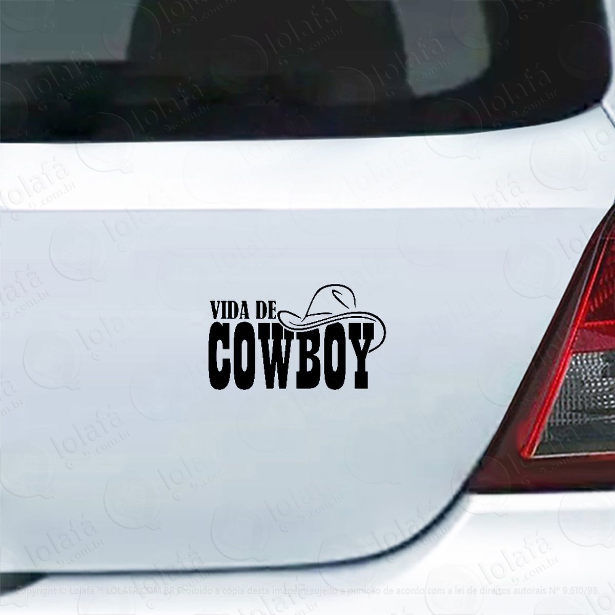 adesivo para carro vida de cowboy chapéu mod:4594