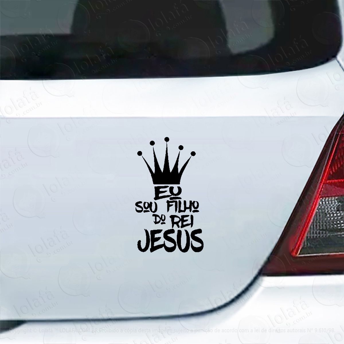 adesivo de carro frase sou filho do rei jesus mod:4741