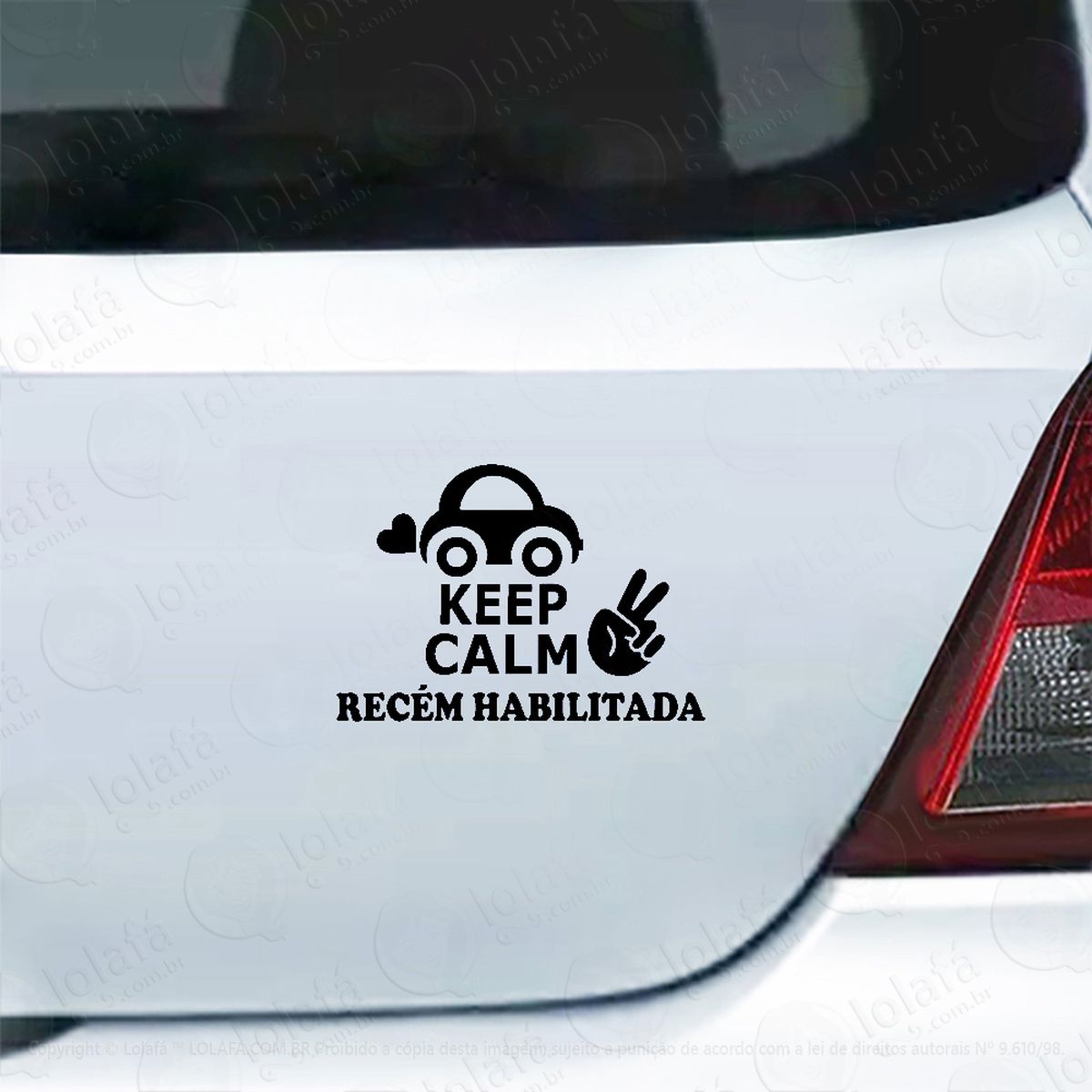 adesivo carro moto vidro keep calm recém habilitada mod:4778