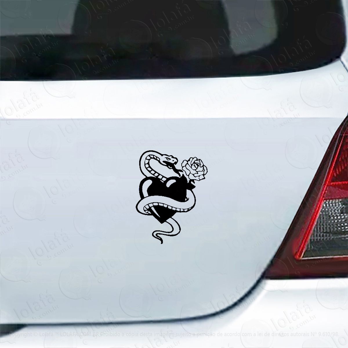 adesivo para carro tatoo cobra rosa e coração mod:4842