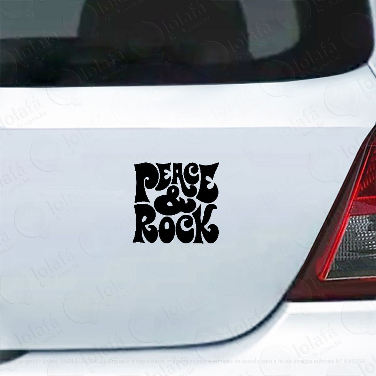 adesivo para carro peace and rock - paz e rock mod:4885