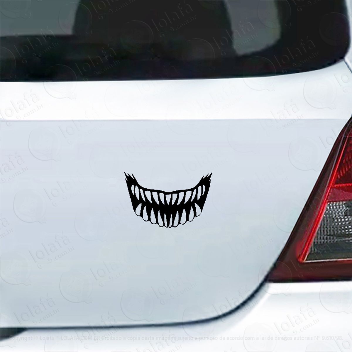 adesivo para carro sorriso sombrio maligno mod:5140