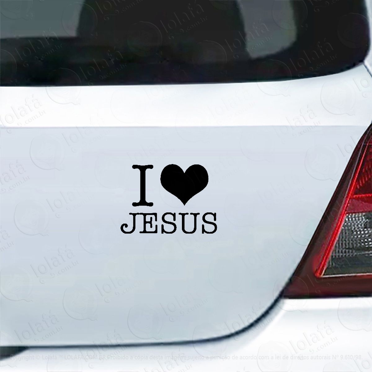 adesivo de carro eu amo jesus frase cristã mod:5161