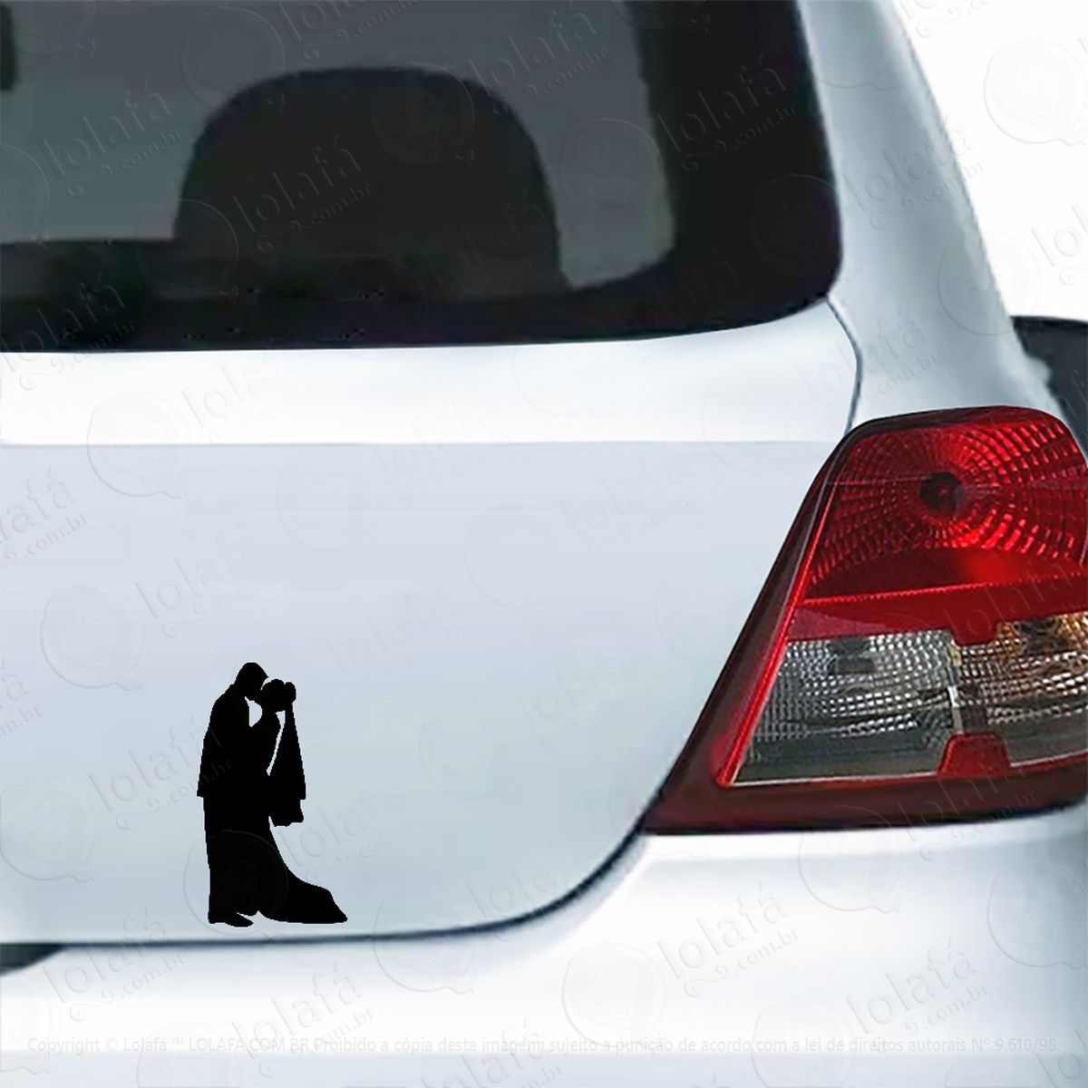 adesivo para carro casal de noivos casamento mod:5196