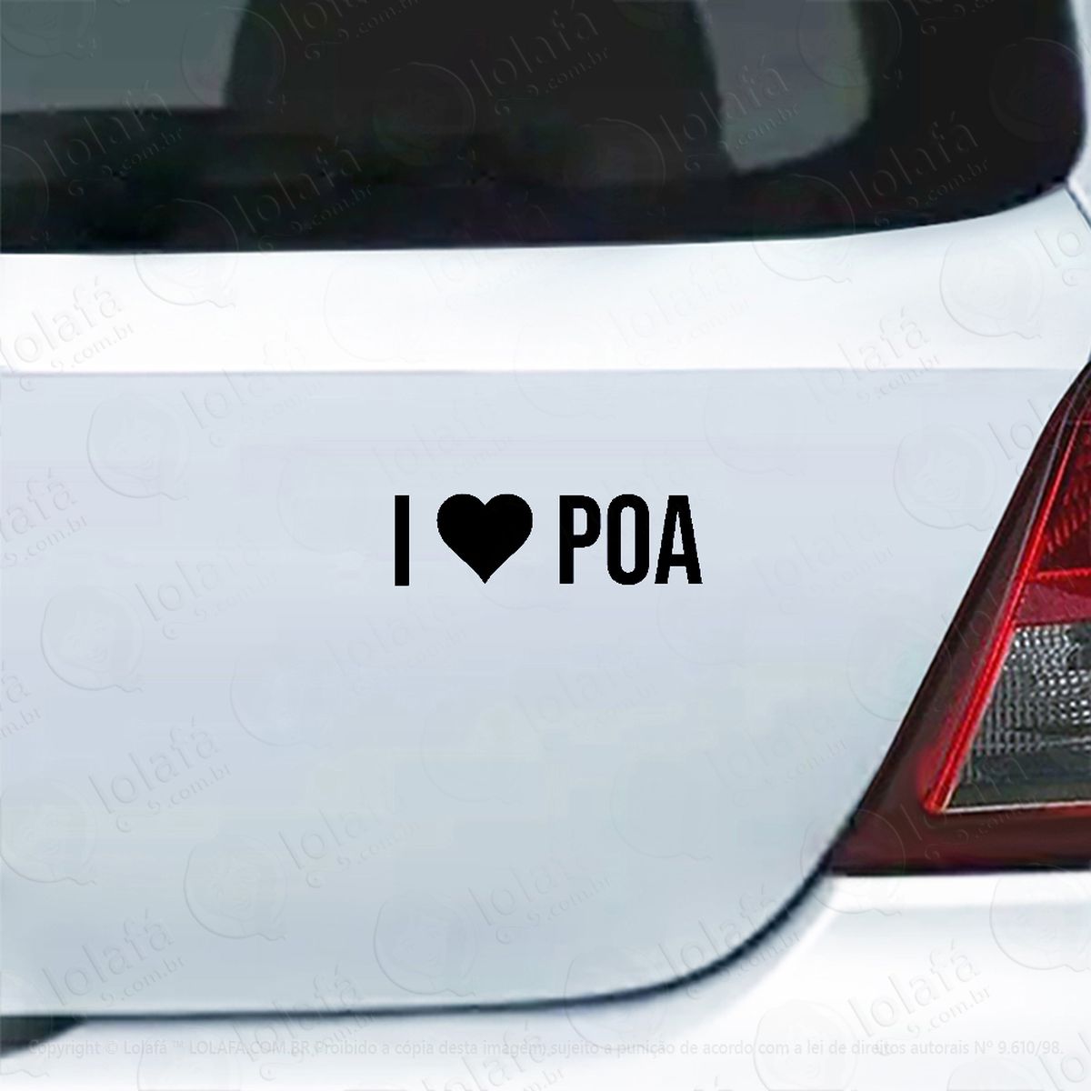 adesivo para carro i love poa - eu amo porto alegre mod:5338