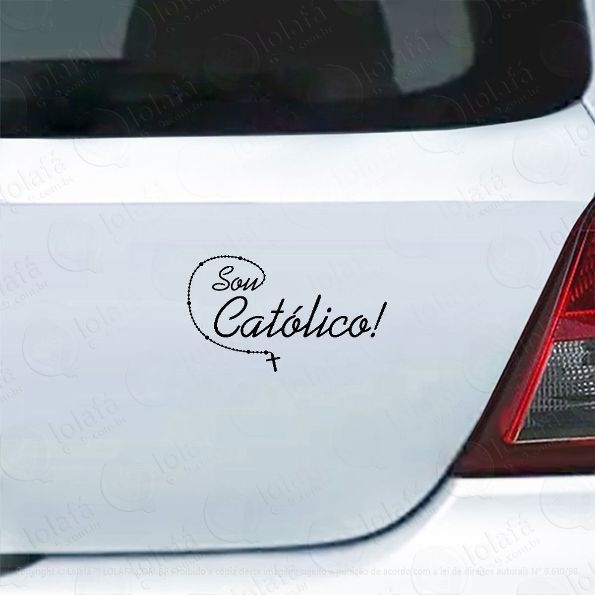 adesivo para carro sou católico religião mod:5477