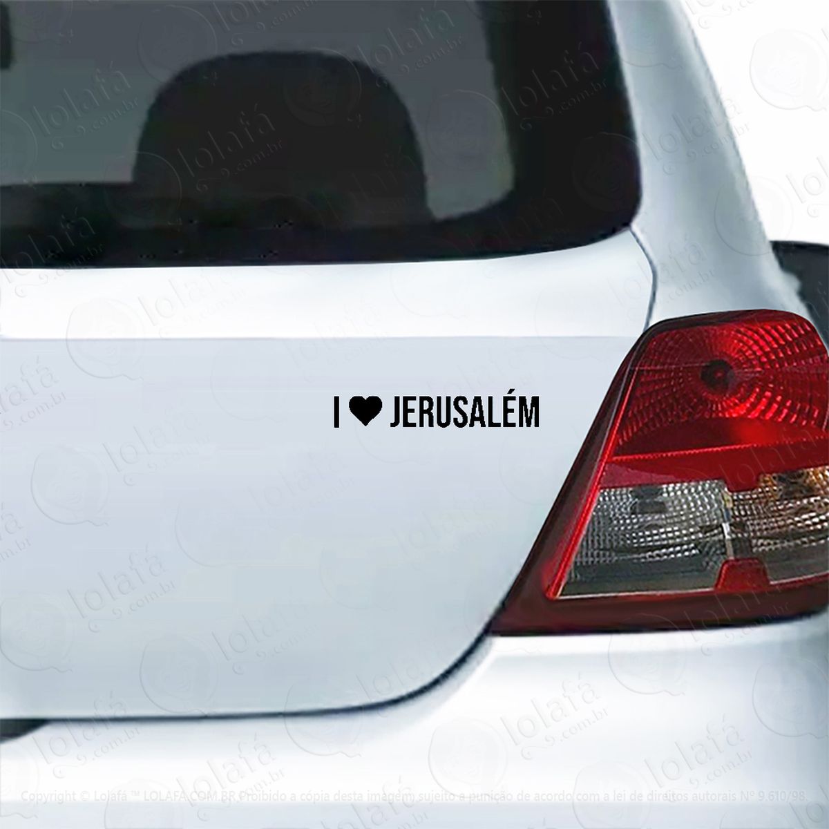 adesivo para carro eu amo jerusalém love jerusalém mod:5497