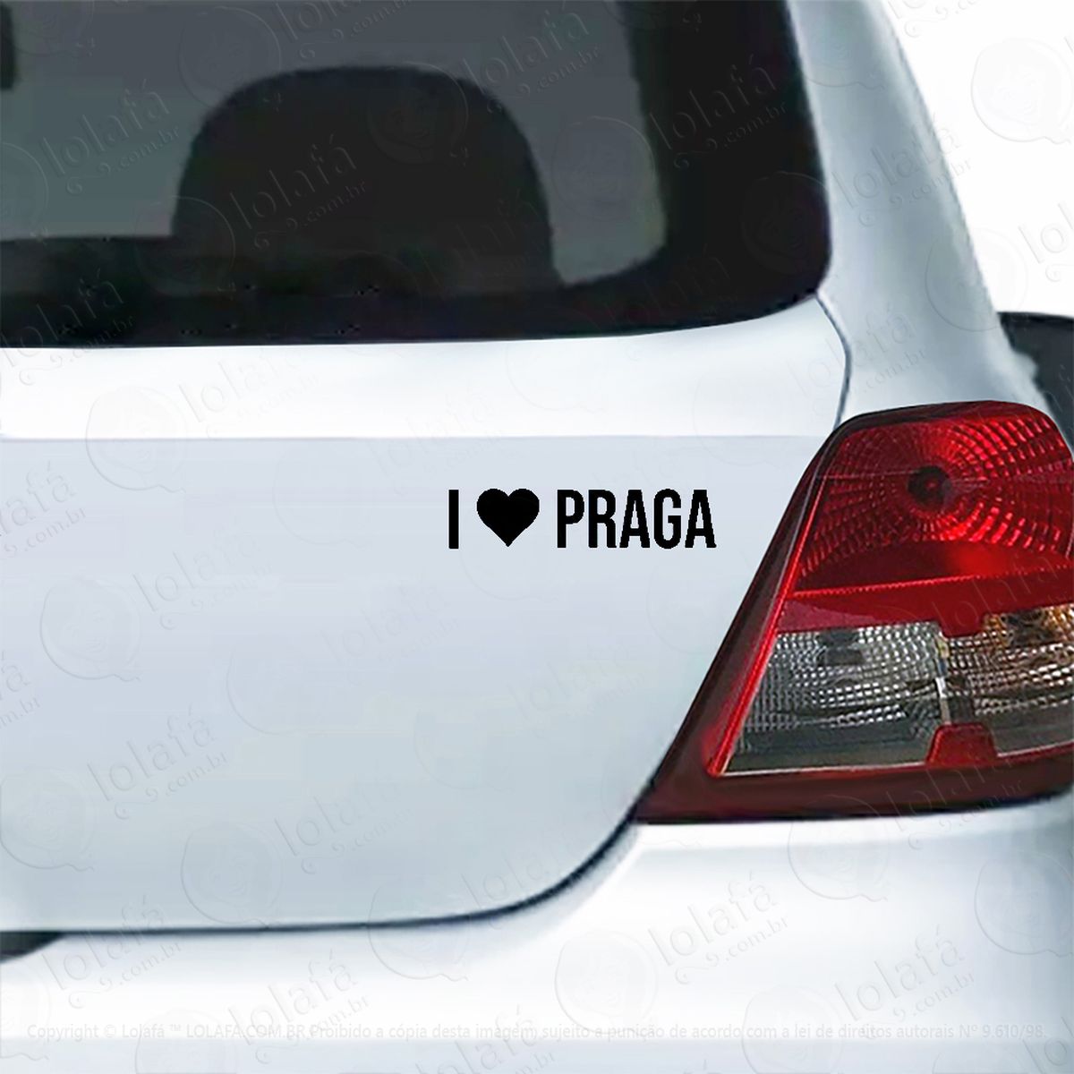 adesivo para carro eu amo praga mod:5966