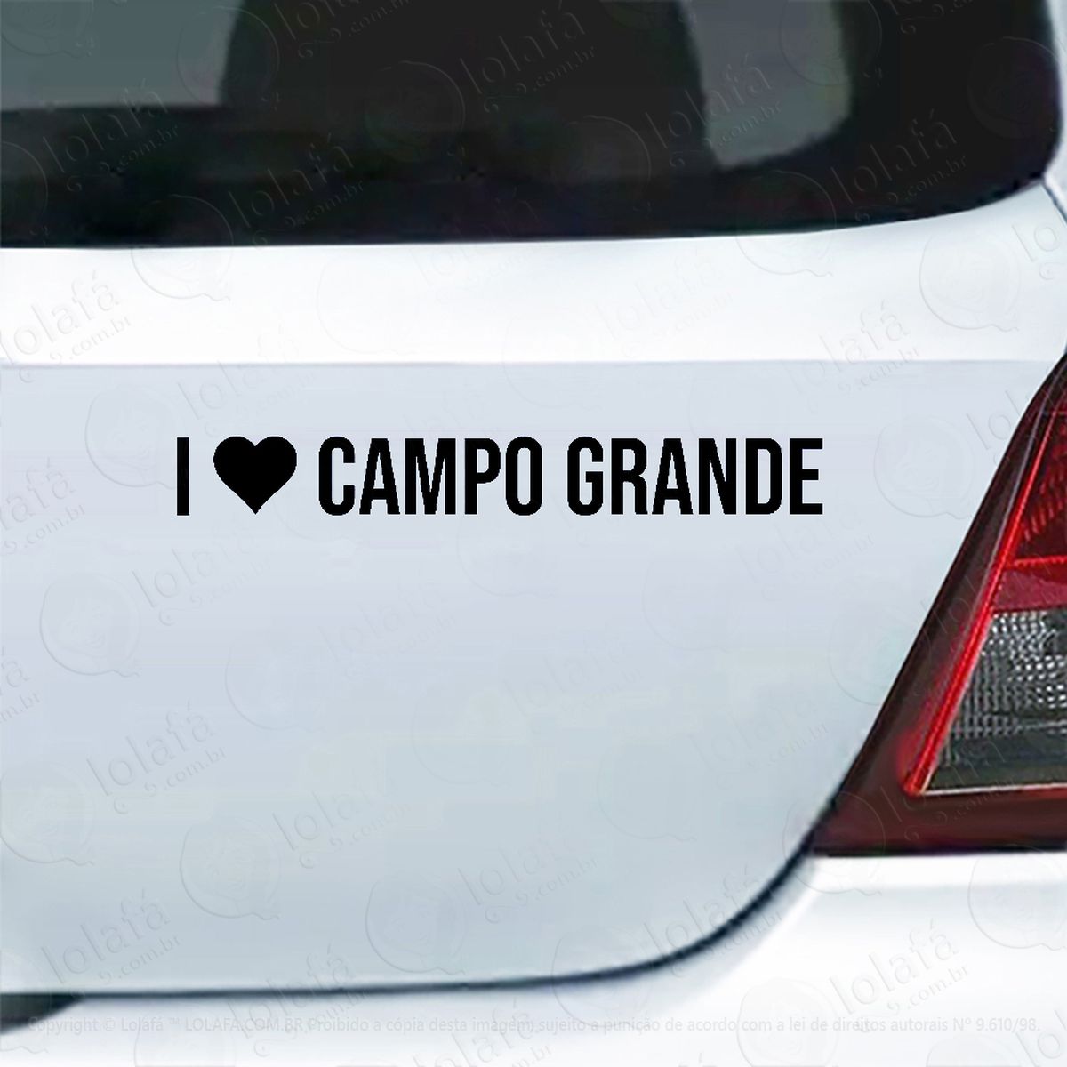 adesivo de carro eu amo campo grande -  i love cg mod:6103