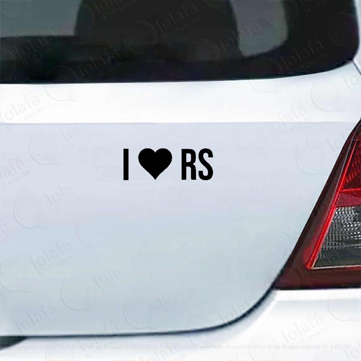 adesivo de carro i love rs - eu amo rio grande do sul mod:6111