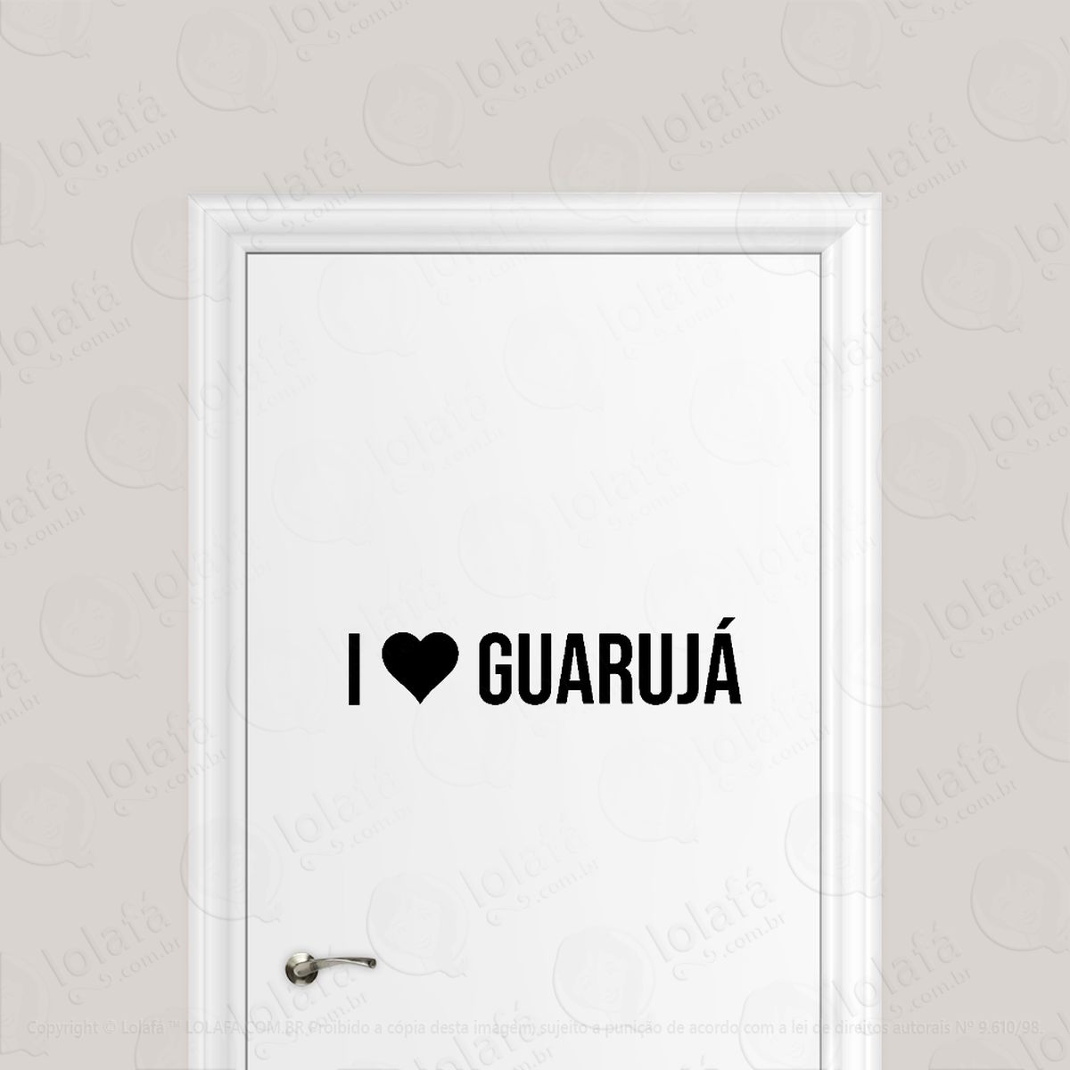 adesivo para porta eu amo guarujá - i love guarujá mod:6138