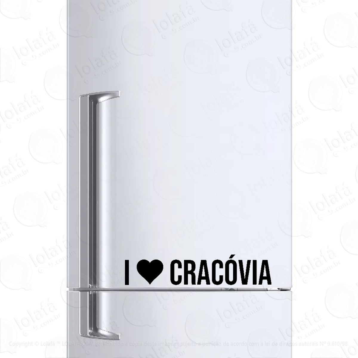 adesivo para geladeira eu amo cracóvia i love cracóvia mod:6144