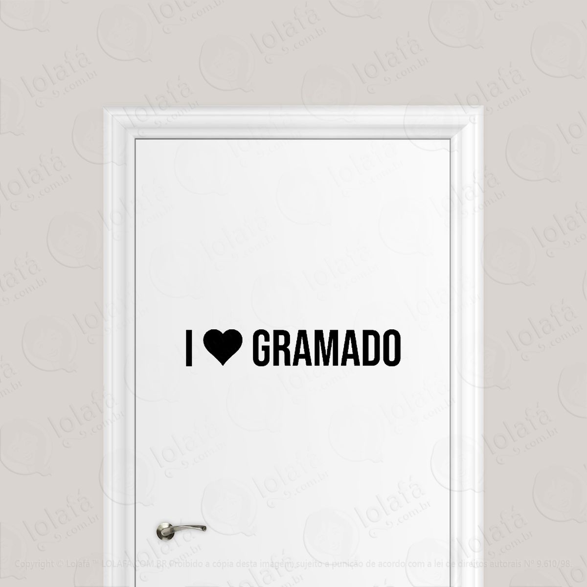 adesivo para porta eu amo gramado - i love gramado mod:6148