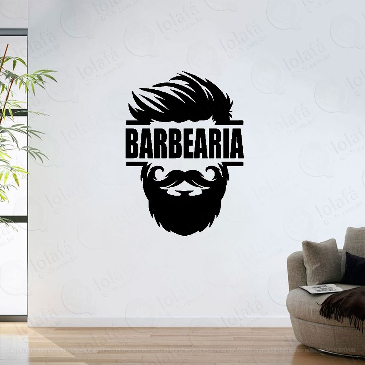 adesivo parede vidro decorativo barbearia mod:6216