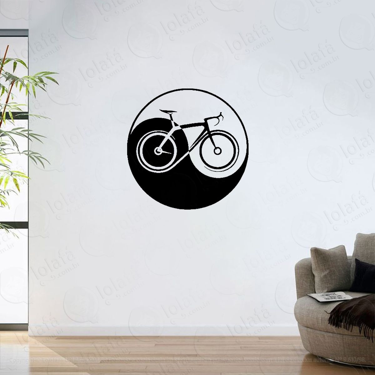 adesivo parede sala yin yang bicicleta esporte mod:6220