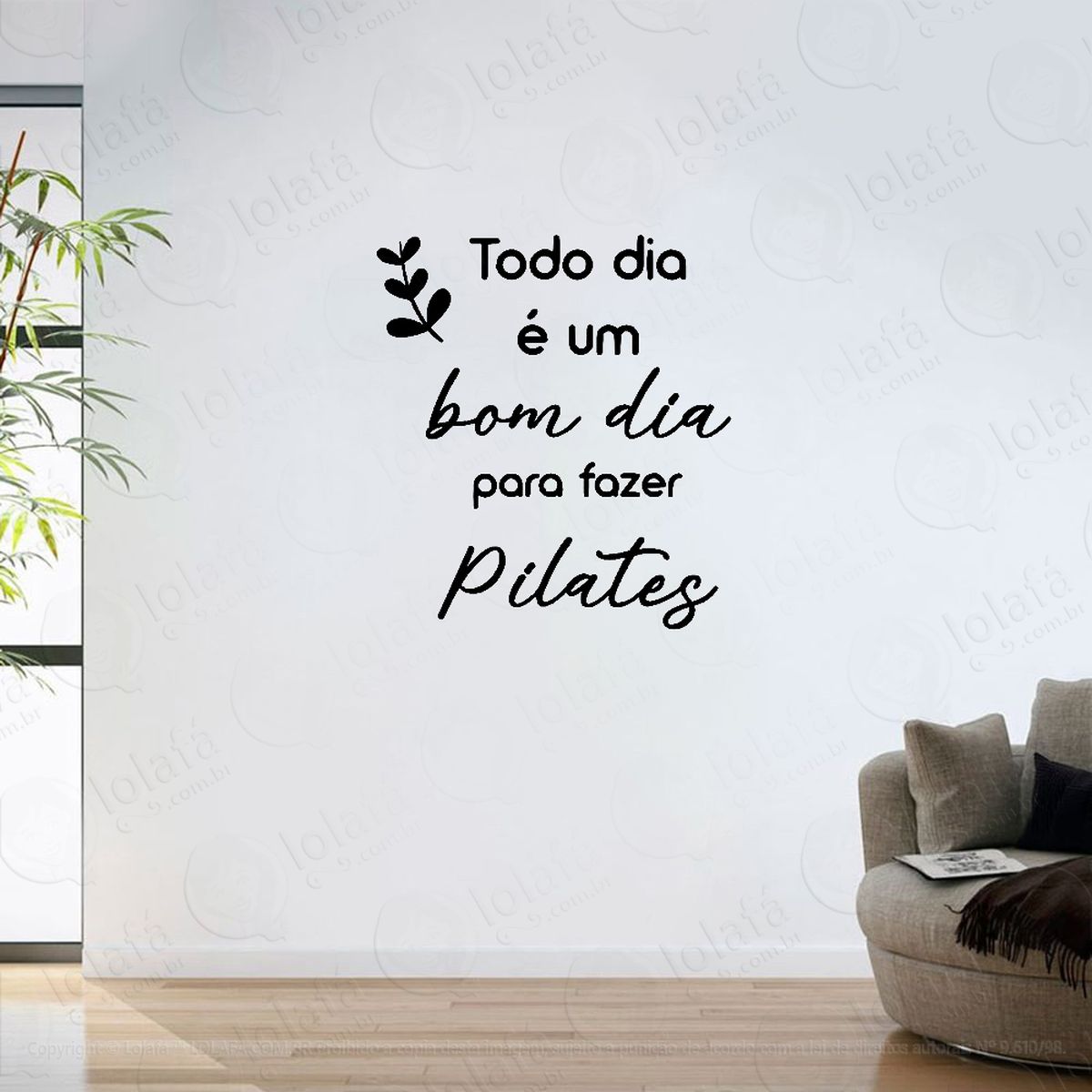 adesivo parede sala todo dia bom dia fazer pilates mod:6328