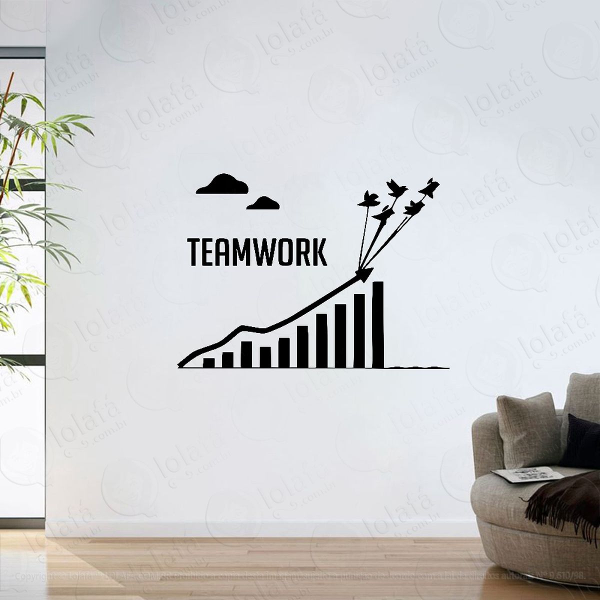 adesivo parede empresa team work trabalho equipe corporativo mod:6339