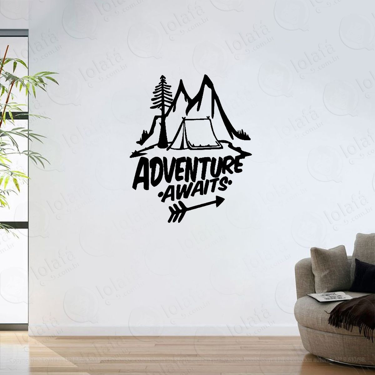 adesivo parede sala aventura adventure awaits mod:6410