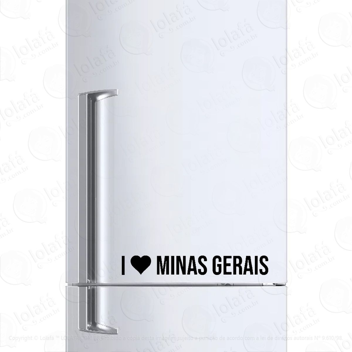 adesivo para geladeira eu amo minas gerais - i love mg mod:6590