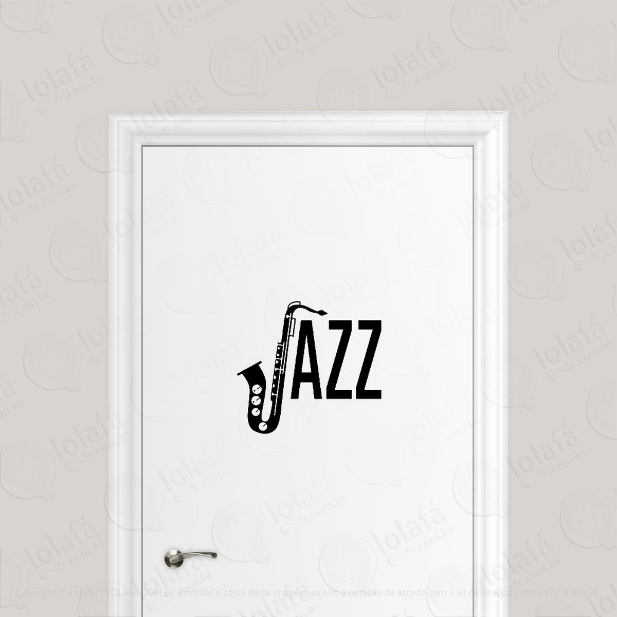 adesivo para porta jazz saxofone música sax mod:6665