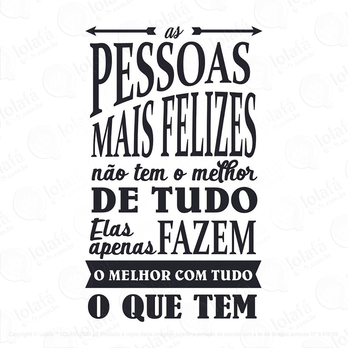 adesivo frases positivas pessoas felizes 48x80cm mod:128