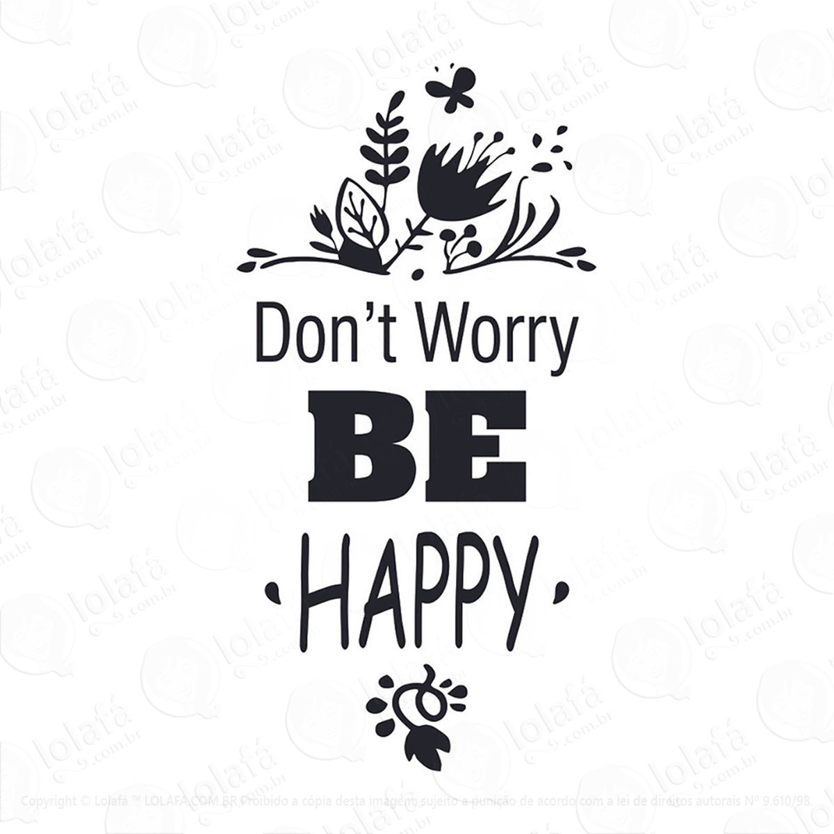 adesivo frase be happy 38x75cm mod:180