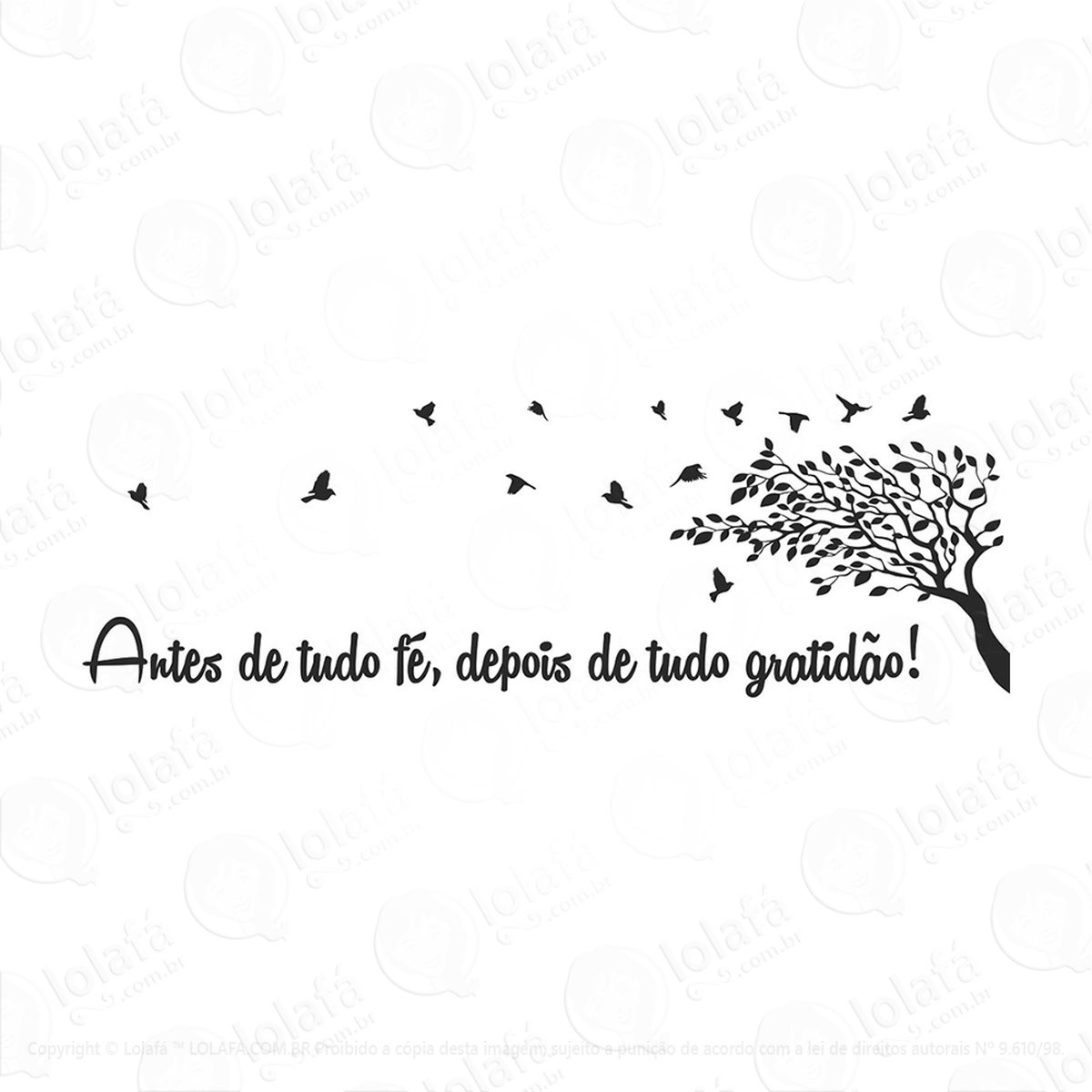 adesivo frase antes de tudo deus depois gratidão 32x98cm mod:216