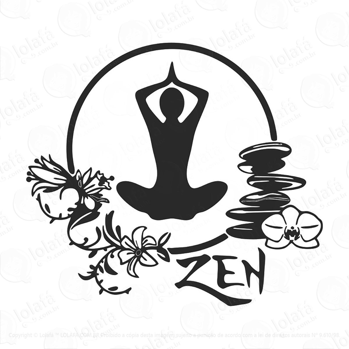 adesivo ioga zen meditação 48x55cm mod:217