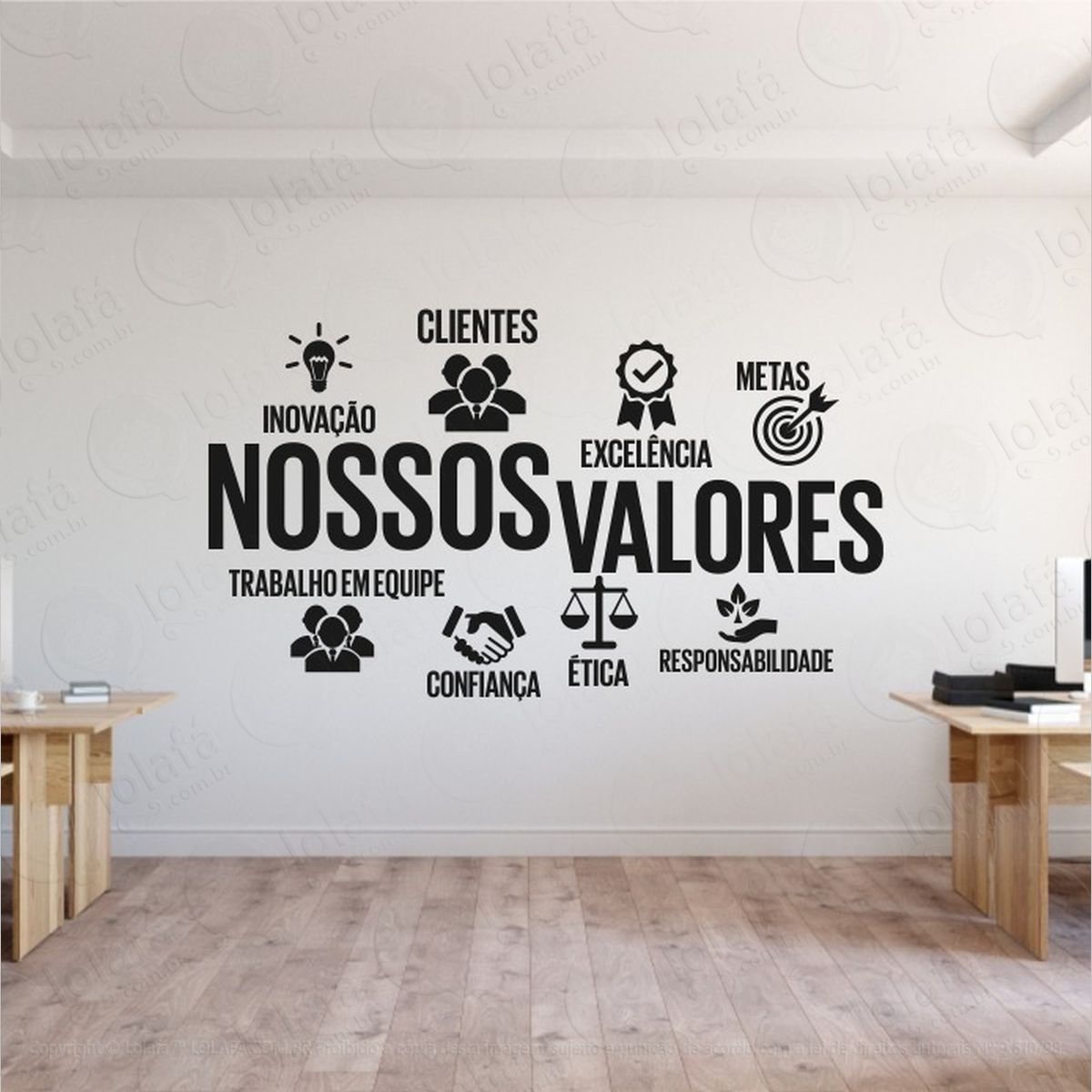 adesivo para empresas nossos valores 160x95cm mod:297