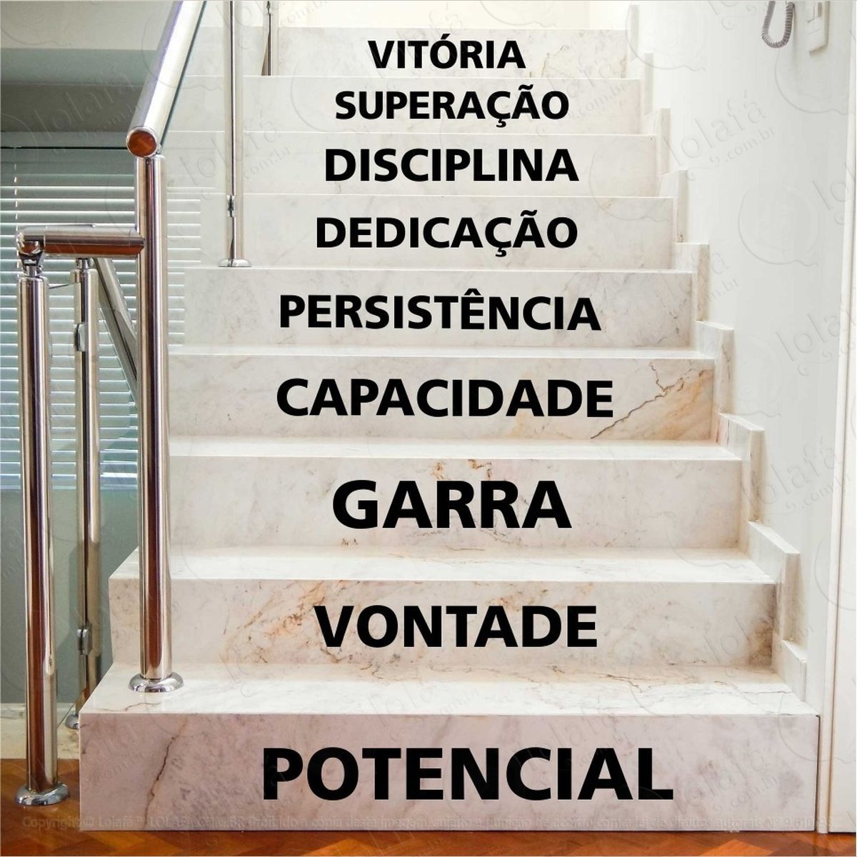 adesivo para escada ou parede palavras motivacionais mod:337