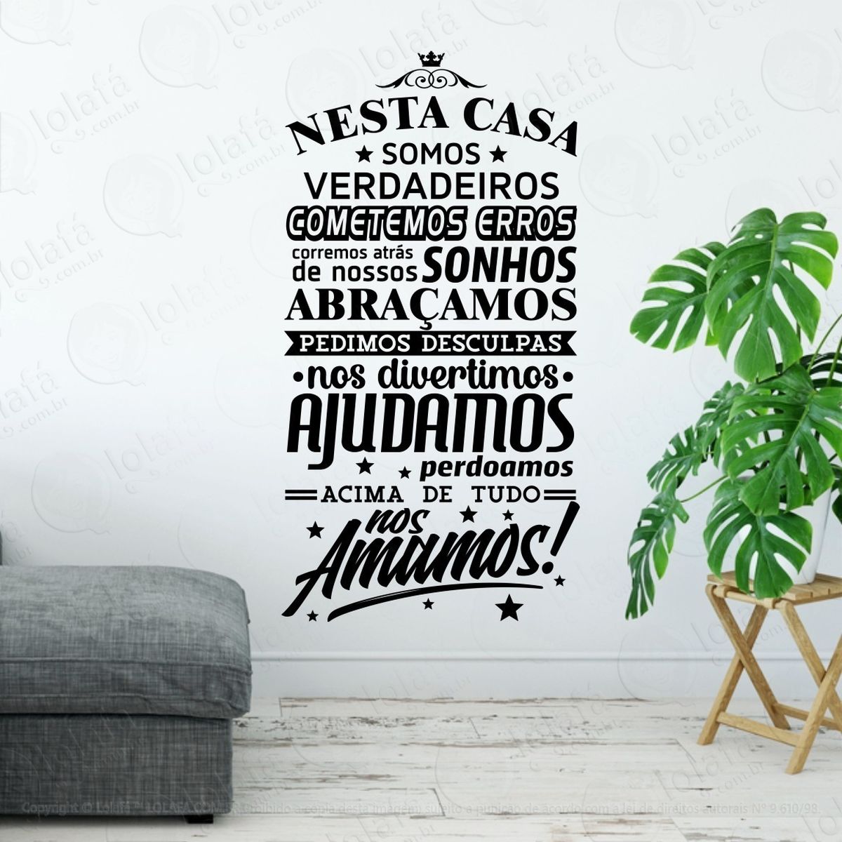 adesivo de parede decorativo motivacional para familia casa mod:406